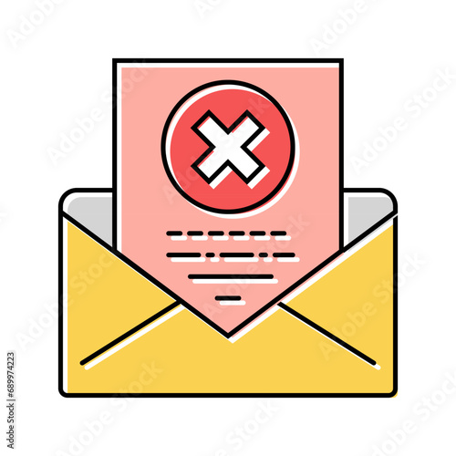 rejection letter color icon vector. rejection letter sign. isolated symbol illustration