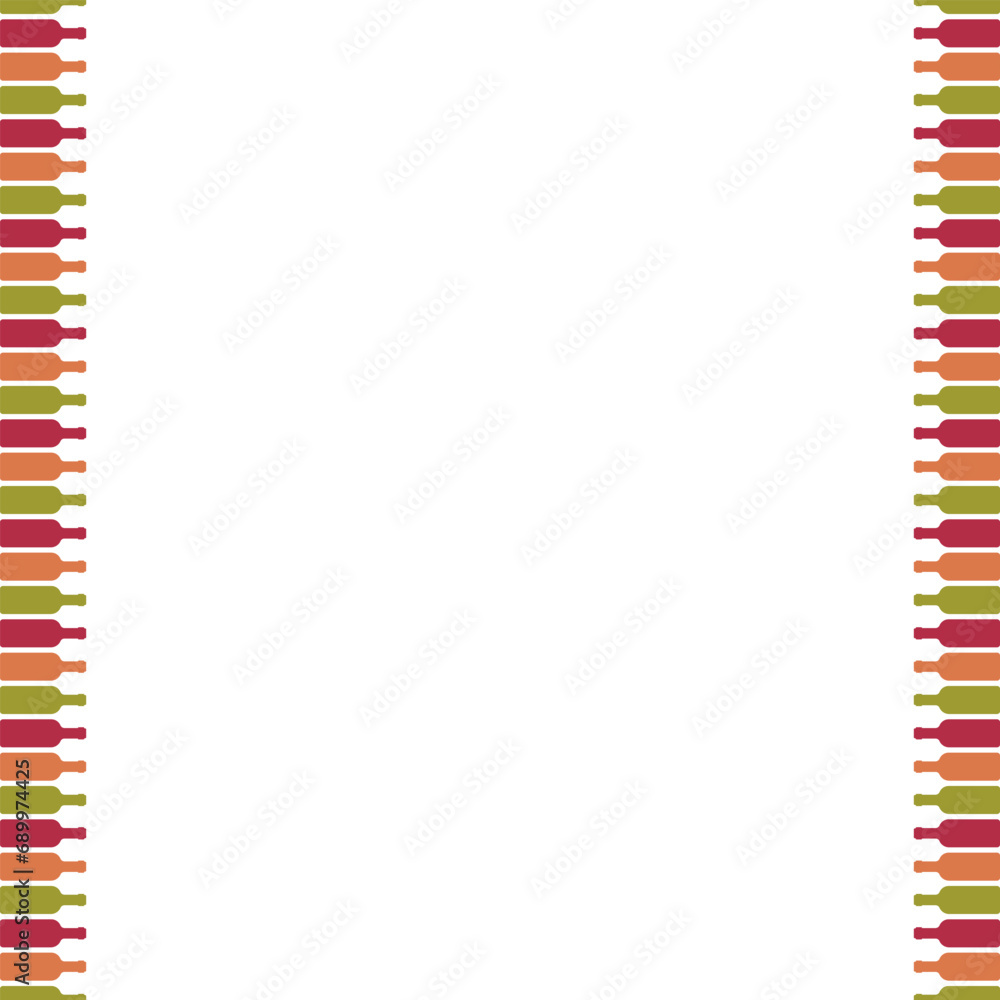 A long row of glass wine bottles. Seamless repeating pattern. Editable vector illustration. A long row of glass wine bottles. Seamless repeating pattern. Editable vector illustration.
