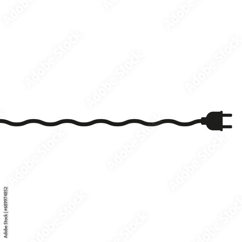 Electrical power plug with a long wire. Vector illustration.