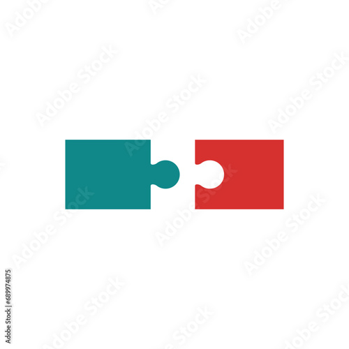 Two separate puzzle pieces. Color vector elements and parts.