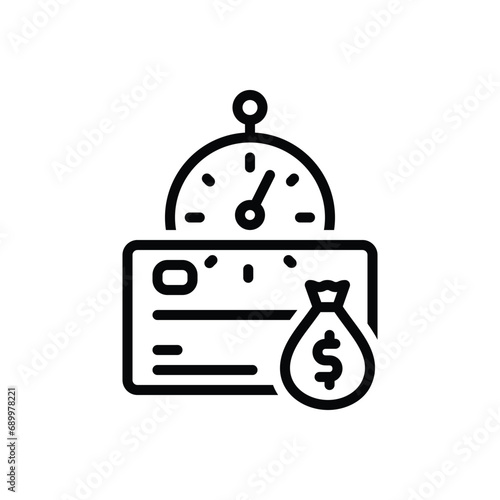 Black line icon for credit  