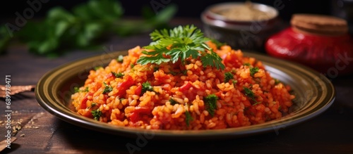 Turkish meyhane pilavi: bulgur pilaf with tomato sauce.