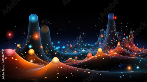 A mesmerizing blend of dots on curved lines technology, creating a captivating digital symphony of innovation and design excellence