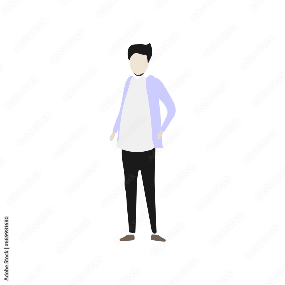 Obraz premium set of poses of people in purple clothes dress