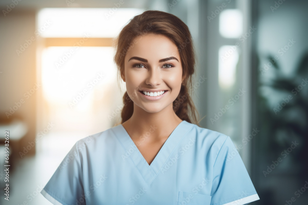 Portrait of a smiling nurse providing support to patients at hospital Portrait of a smiling nurse providing support to patients at hospital
