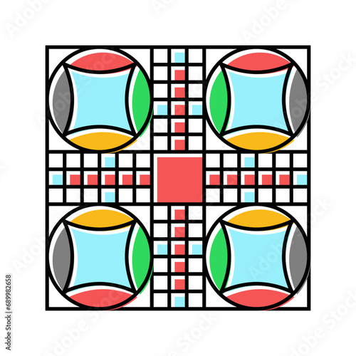 pachisi board and pieces color icon vector. pachisi board and pieces sign. isolated symbol illustration photo