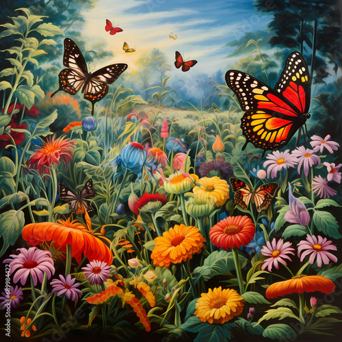 A butterfly garden with various colorful species.