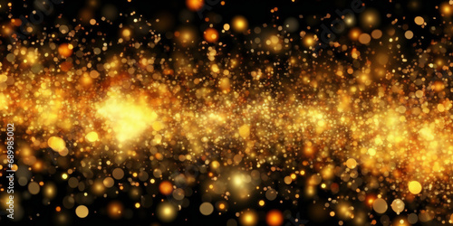 golden christmas particles and sprinkles for a holiday celebration like christmas or new year. shiny golden lights. wallpaper background for ads or gifts wrap and web design © Ekaterina