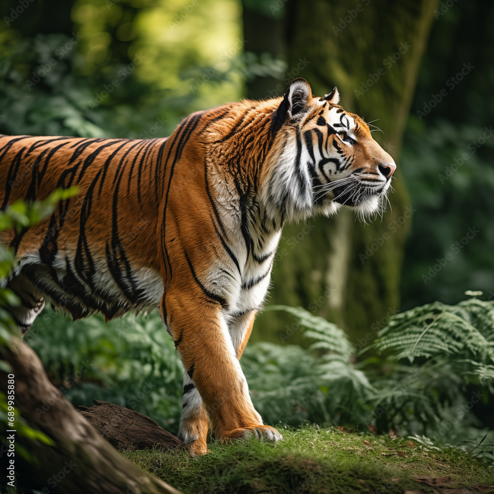 A wild tiger looking into jungle safari royal wild cat A wild tiger looking into jungle safari royal wild cat