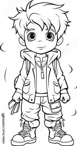 Wallpaper Mural Kid coloring book characters of School boy in casual dress Torontodigital.ca