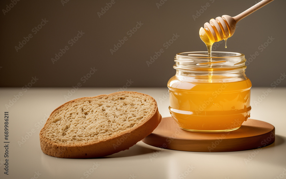 Honey jar transparent with honey comb wooden spoon healthy lifestyle herbal organic real pure nice food table top photography Honey jar transparent with honey comb wooden spoon healthy lifestyle herbal organic real pure nice food table top photography