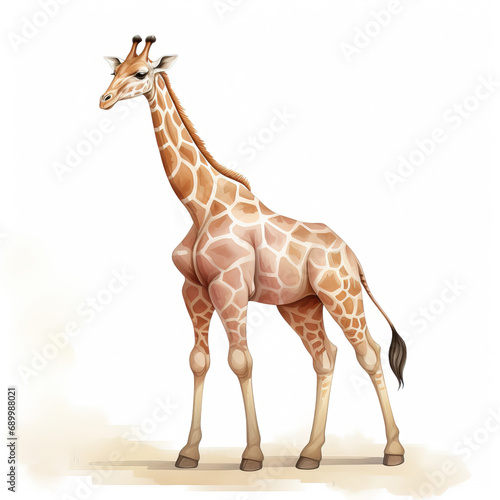 Drawing of a giraffe on a white background