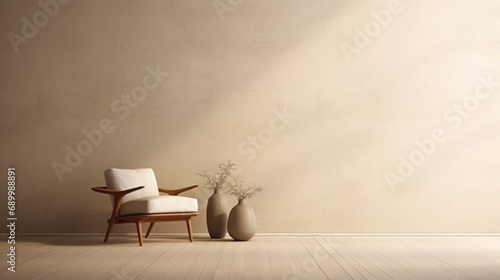 Minimalistic beige wall with a subtle texture, evoking a timeless simplicity. © Yasin Arts