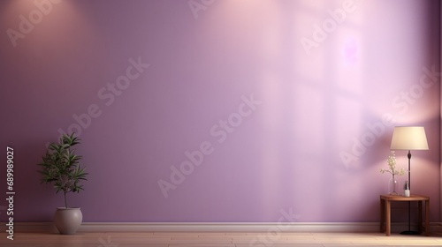 Plain wall in a muted lavender hue, illuminated by a soft, ambient glow.