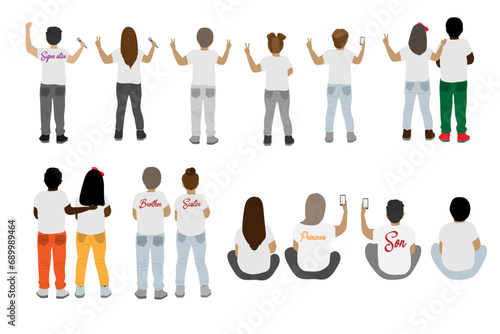 Best friends Family clipart Parents Kids figures selfie teen vector