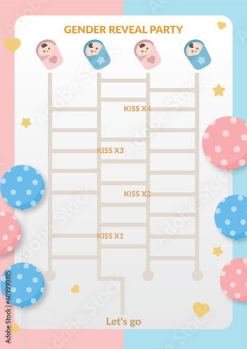 Vector baby gender reveal maze illustration girl version