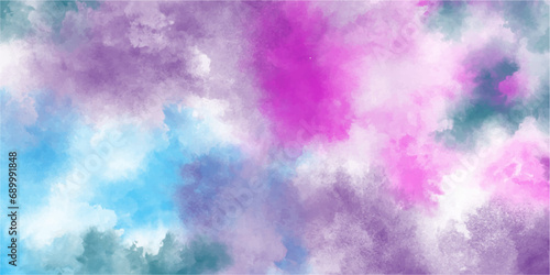 Abstract colorful blue and pink watercolor background for digital art painting. Grunge smooth light sky blue, pink and purple shades aquarelle background .aquarelle colorful stains on paper.