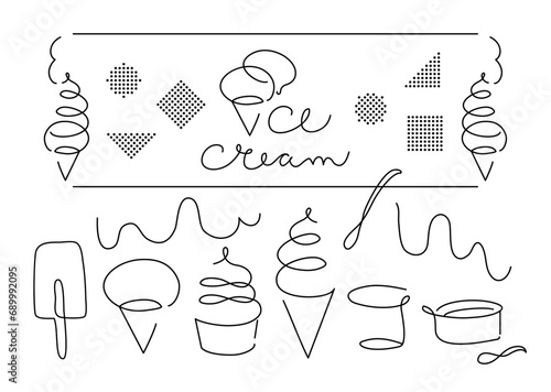 手書き風線画_POPあしらい_アイス・アイスクリーム
