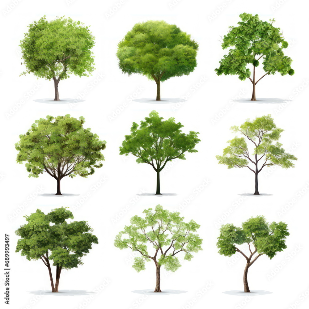 Collection of tree on white background Collection of tree on white background