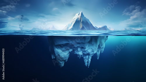 Iceberg - Underwater Risk - Global Warming Concept - 3d Rendering,PPT background