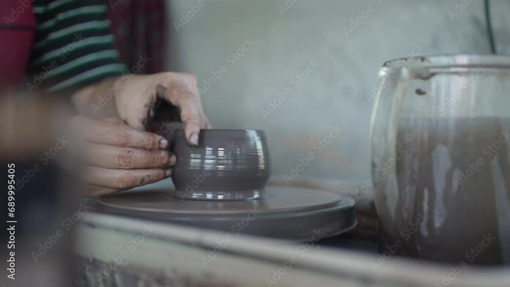 Close up of pottery making process. Close up of pottery making process.