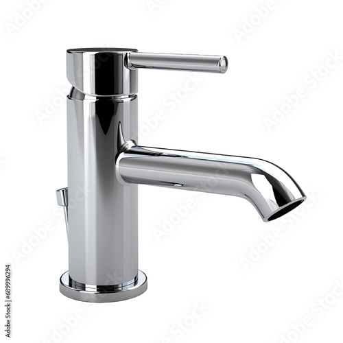 Faucet with water drop close up isolated on transparent  background