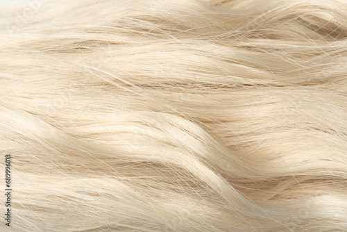 Blonde curly long hair close-up. A wave of hair as a background