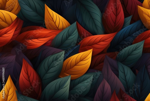 Colorful leaves seamless pattern