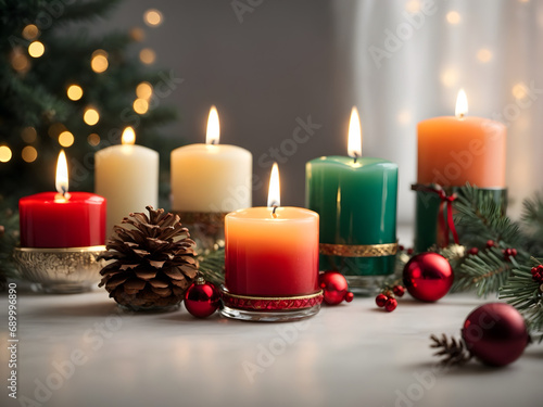 Colorful Christmas candles for decoration © AungThurein