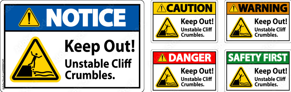Warning Sign, Keep Out Unstable Cliff Crumbles