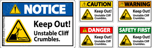 Warning Sign, Keep Out Unstable Cliff Crumbles