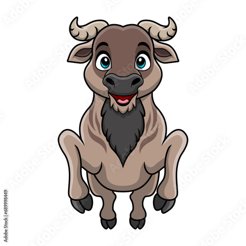 Cute wildebeest cartoon on white background