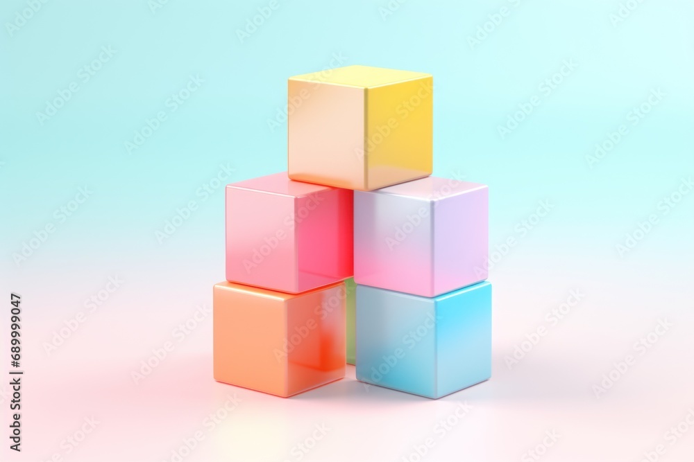 Obraz premium 3d render abstract cubes shape colorful background.