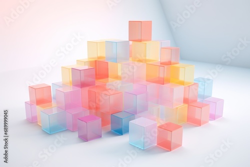 3d render abstract cubes shape colorful background.