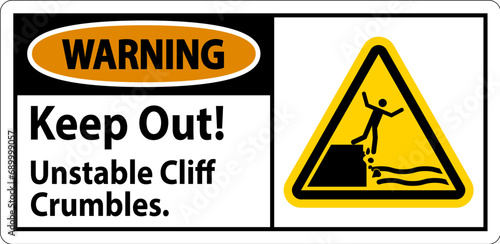 Warning Sign, Keep Out Unstable Cliff Crumbles
