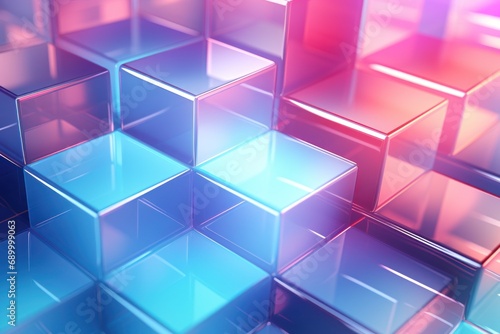 3d render abstract cubes shape colorful background. photo