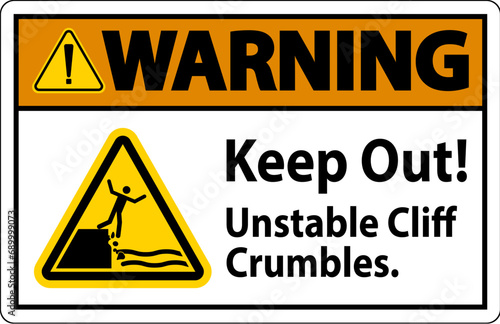 Warning Sign, Keep Out Unstable Cliff Crumbles