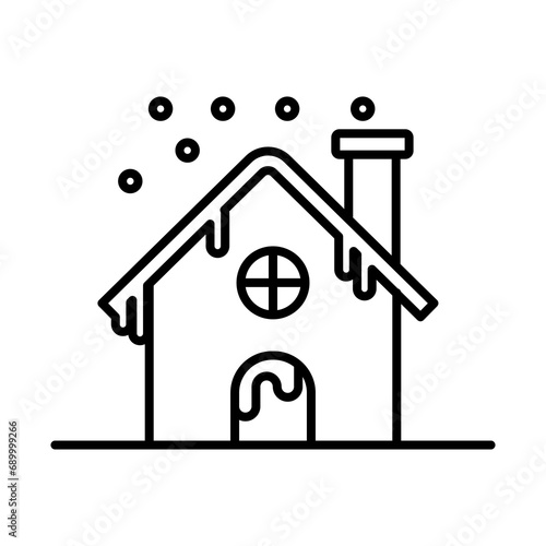 frozen house icon vector illustration, isolated on white background in line style.