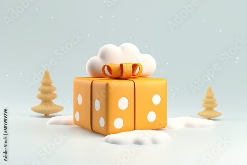 3d render cute gift box with heart balloons copy space background.