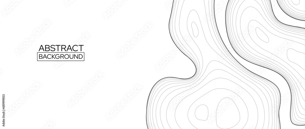 White abstract line background. Topographic contour map concept. Linear terrain outline pattern. Geographic design template wallpaper for poster, banner, print, booklet, leaflet. Vector illustration - obrazy, fototapety, plakaty 