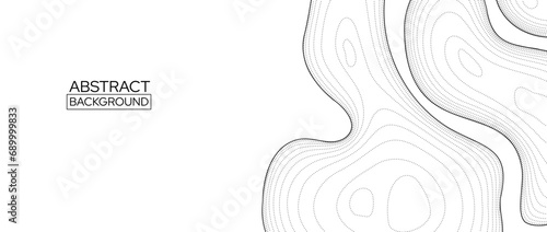 Fototapeta Naklejka Na Ścianę i Meble -  White abstract line background. Topographic contour map concept. Linear terrain outline pattern. Geographic design template wallpaper for poster, banner, print, booklet, leaflet. Vector illustration