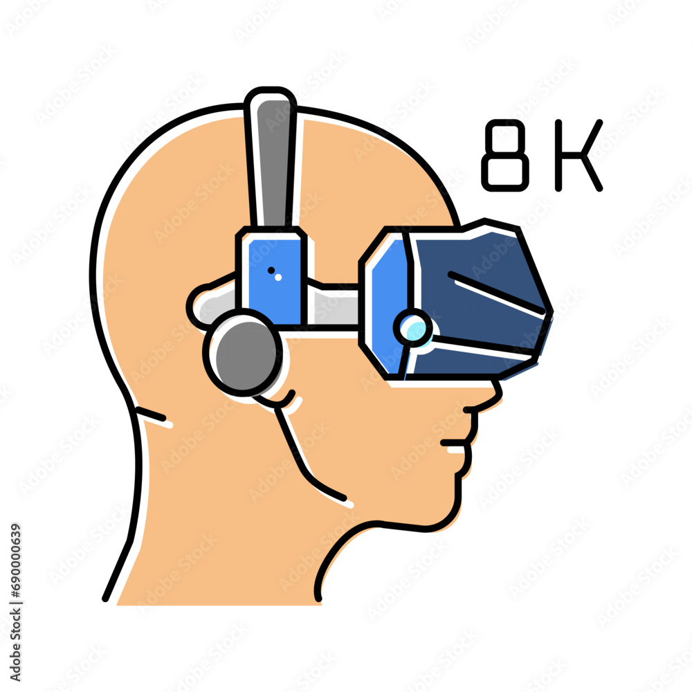 8k virtual reality headset future technology color icon vector. 8k virtual reality headset future technology sign. isolated symbol illustration 8k virtual reality headset future technology color icon vector. 8k virtual reality headset future technology sign. isolated symbol illustration