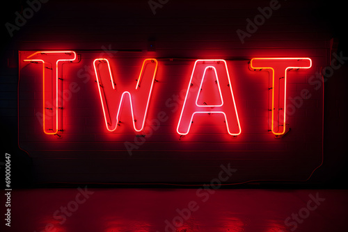 Twat neon sign, novelty humour card design photo