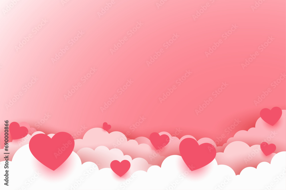 Valentines day background Pink Heart and Clouds