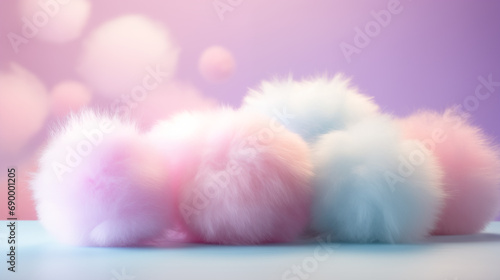 Giant pastel fluff balls wallpaper. Minimal pastel background. photo