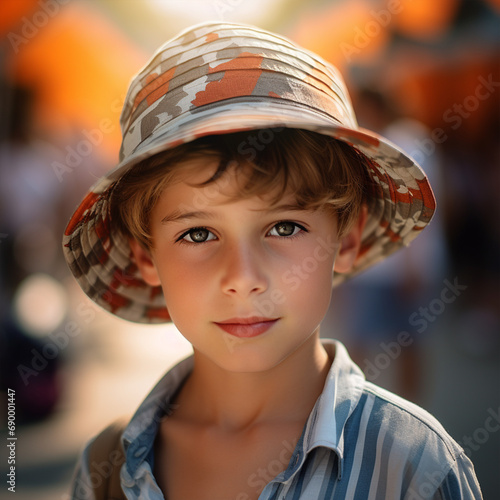 Close-up shot of a man in summer clothes with a blurred background, ai technology