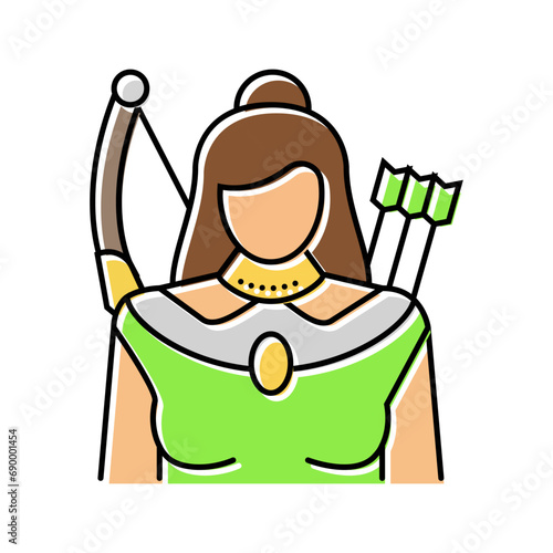 artemis greek god ancient color icon vector. artemis greek god ancient sign. isolated symbol illustration