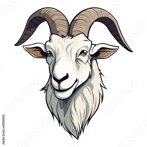 Goat Portrait Sticker, Goat mascot logo illustration, Goat character, generative ai
