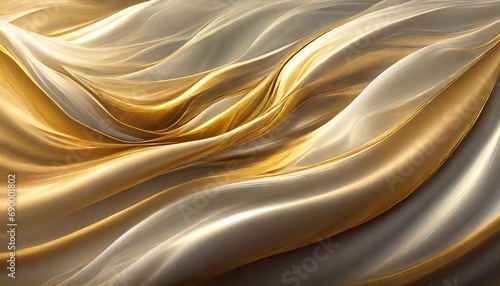シルクの布の動きを思わせる滑らかなゴールドのAI画像 photo