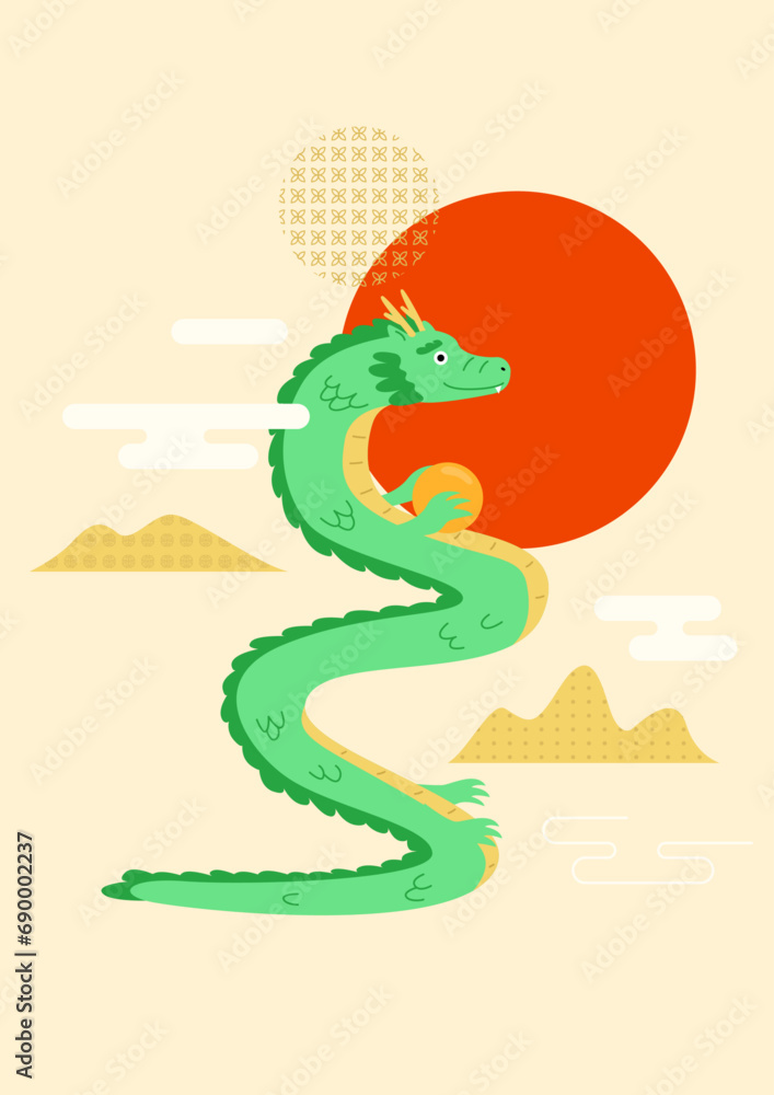 Fototapeta premium Korean New Year Illustration of the dragon.